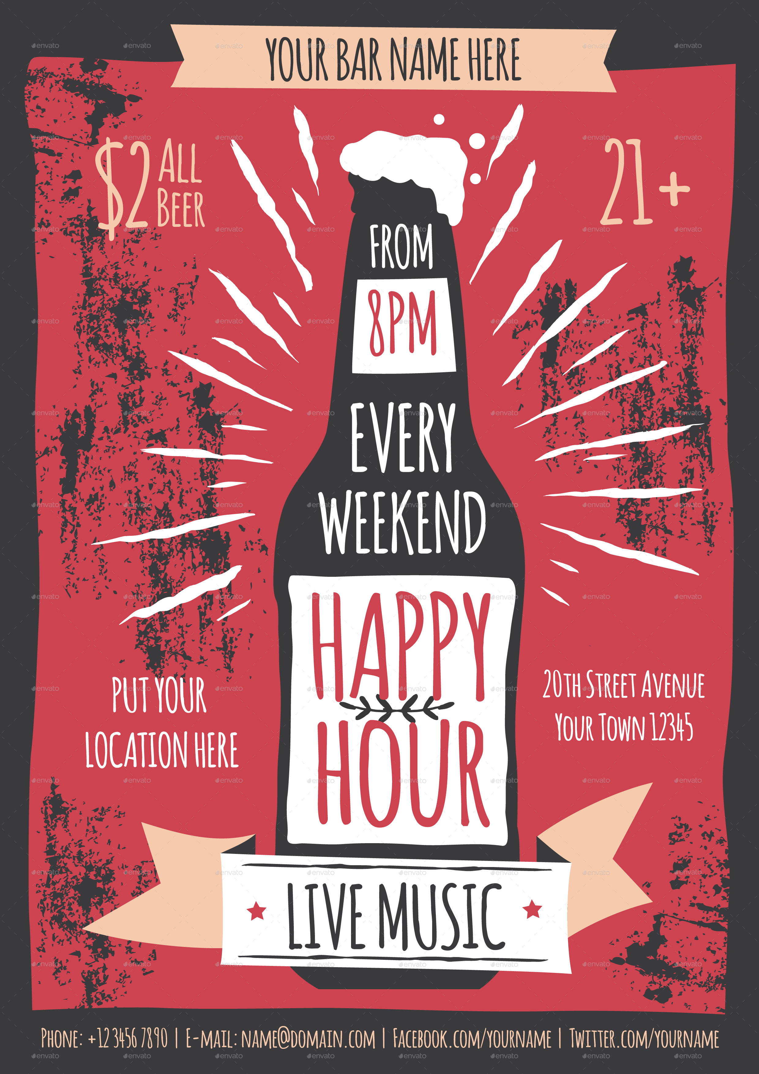 Happy Hour Flyer Template by me55enjah GraphicRiver
